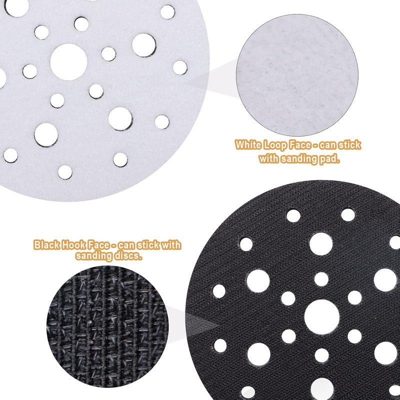 SIJDIEE 5 Pack Interface Pads, 6 Inch 25 Holes Hook and Loop Soft Density Sponge Cushion Buffer Backing Pad, Foam Sanding Interface Pads for Orbital Sander Automotive Woodworking Polishing - Image 4